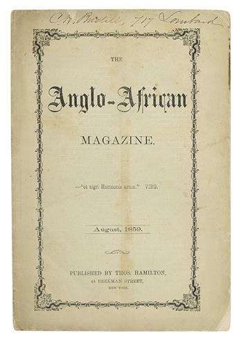 HARPER, FRANCES ELLEN W; MARTIN R. DELANY, ET AL. The Anglo-African Magazine.